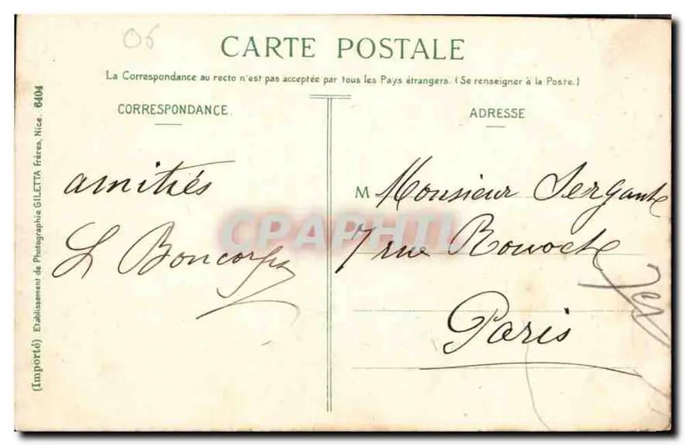 Mônaco — Vista geral da Principalidade — Edição Giletta, fot., Nice - Verso