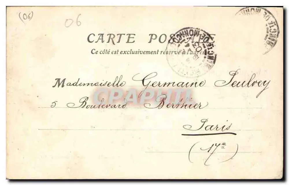 Monte-Carlo — Le Casino et les Jardins — Éditeur MTLE, n° 209 - Verso