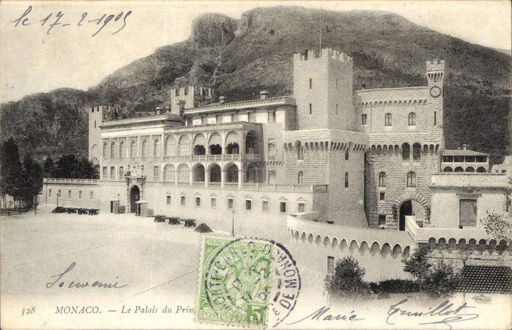Mônaco — O Palácio do Príncipe — editor Marie Grinillet, n° 328 - Frente