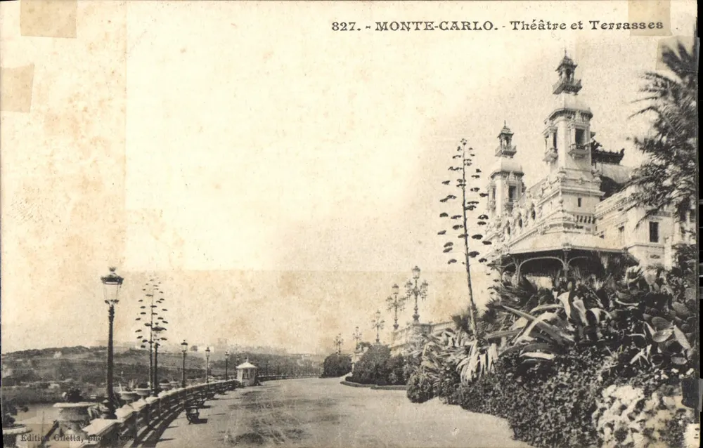 Monte-Carlo — Teatro y Terrazas — Edición Grilletta, n° 827 - Anverso