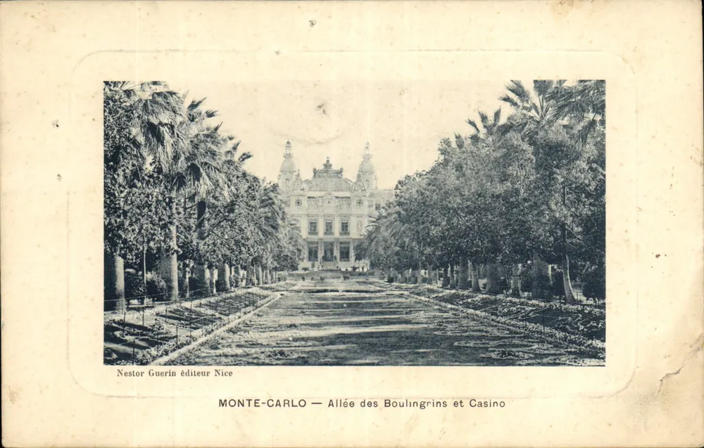 Monte-Carlo — Allée des Boulingrins und Casino — Verlag: Nestor Guerin, Nizza - Vorderseite