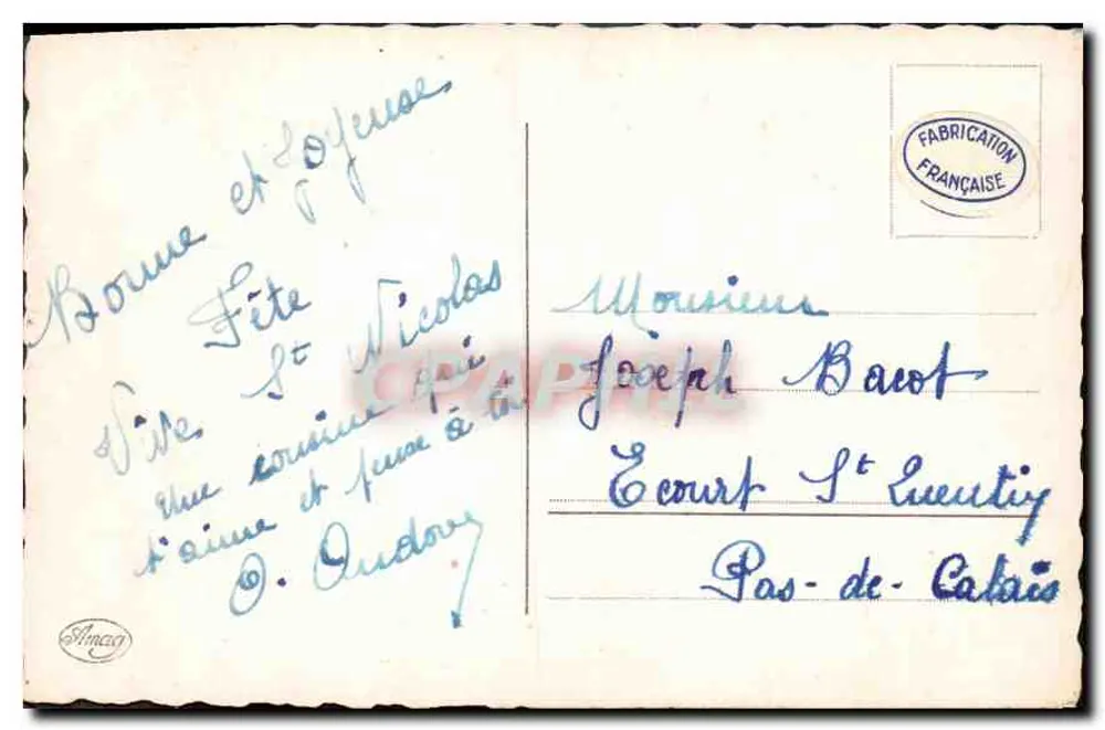 Saint Nicolas — casal apaixonado — editor Aimea, n° 775 - Verso