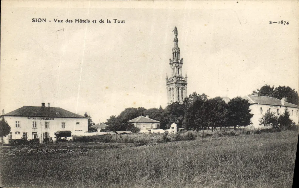 Sion — Ansicht der Hotels und der Turm — B-1674 - Vorderseite