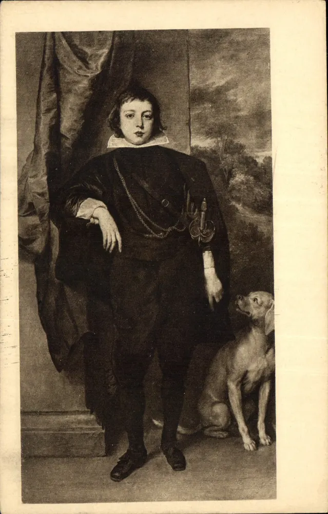 Charles Louis, Eleitor Palatino — retrato por A. Van Dyck — número de série não visível - Frente