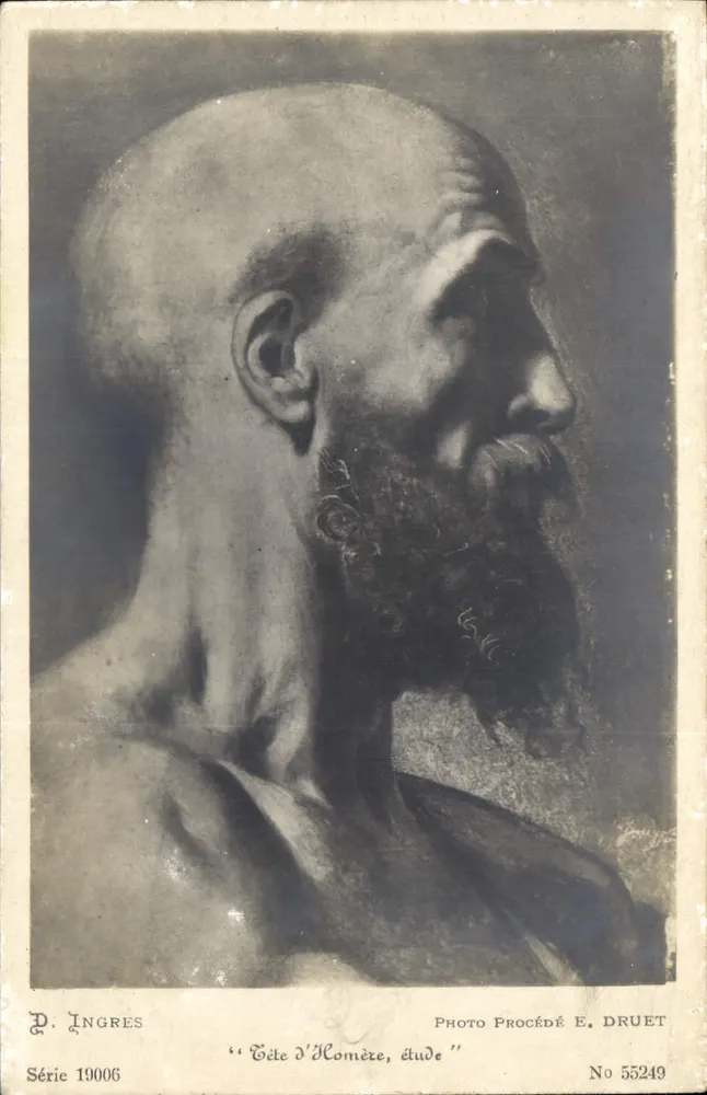 Cabeça de Homero, estudo — D. Ingres — Foto Processo E. Druet, série 19006, n° 55249 - Frente