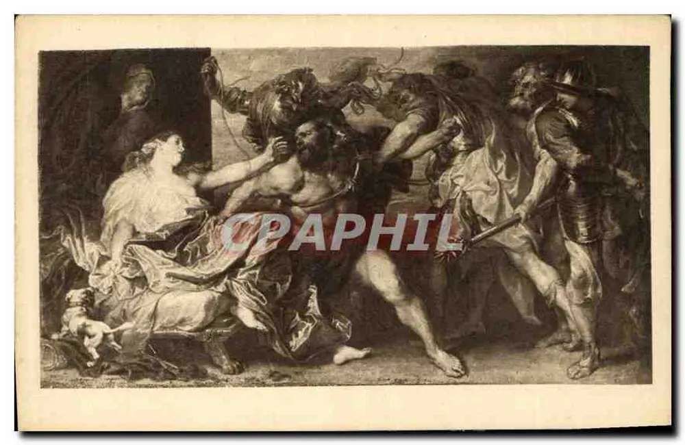 Samson e Dalila — gravura segundo A. Van Dyck — editor não visível - Frente
