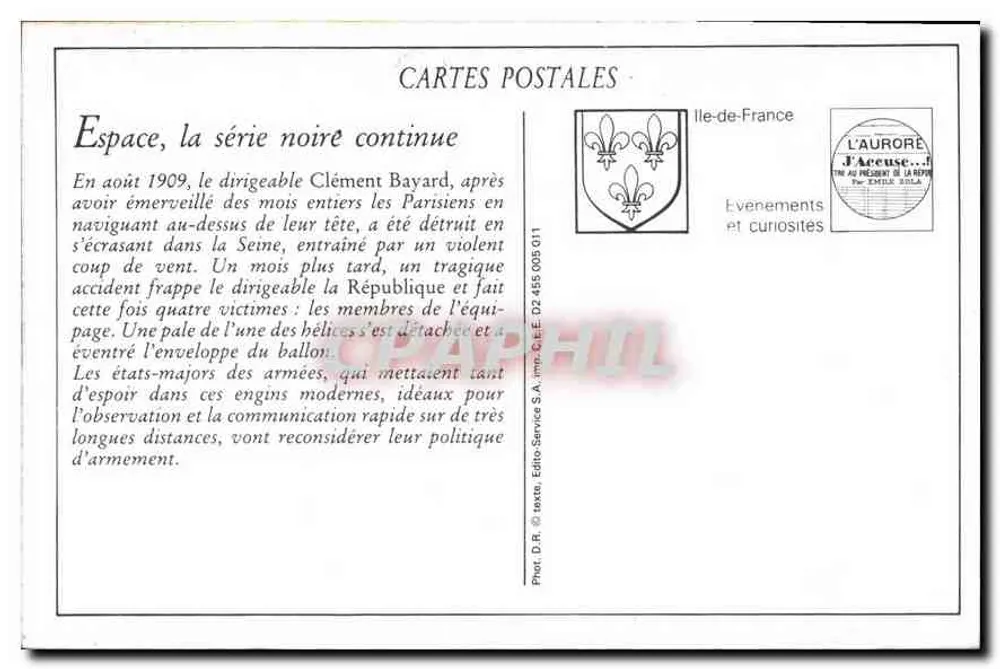 Unfall des Luftschiffes "République", 25. September 1909 — Trauerfeier der Opfer in Versailles — Transport der Leichen zur Kathedrale — C. M. - Rückseite