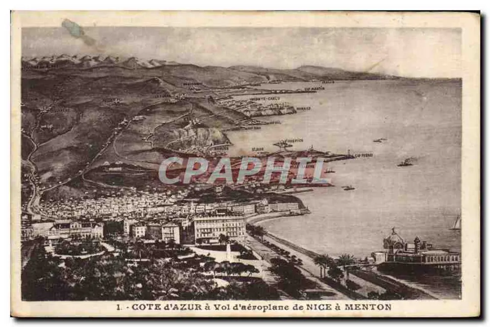 Costa do Azul — Voo de avião de Nice para Menton — editor não identificado, n° de série 1 - Frente