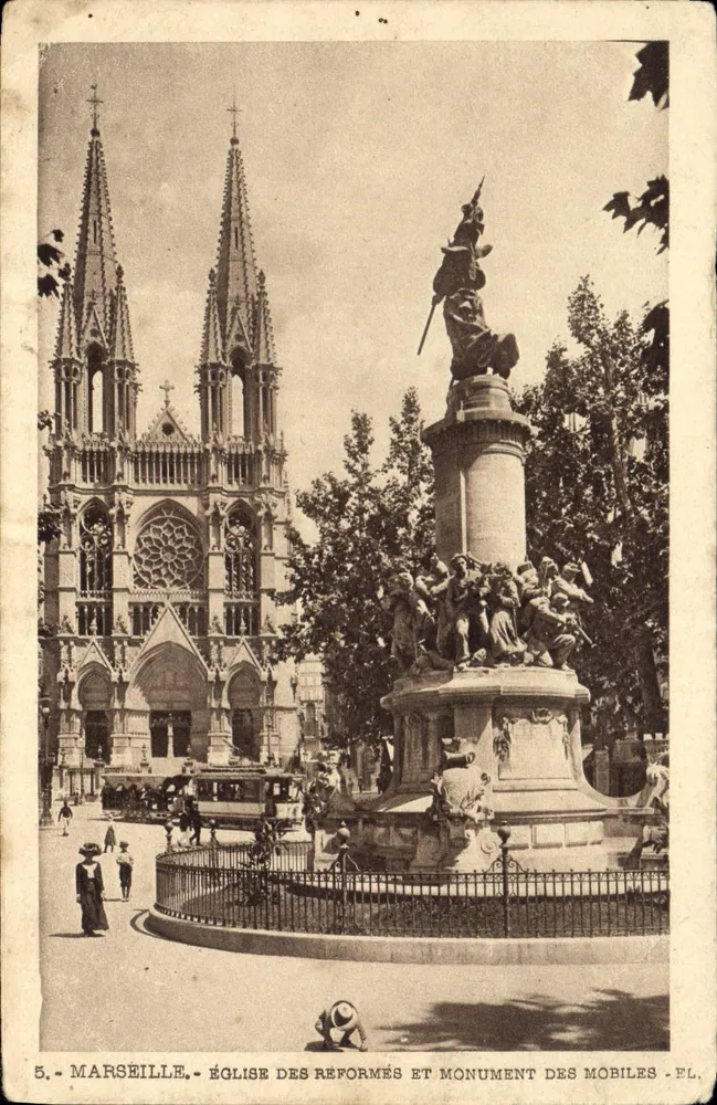 Marseille - Église des Réformés und Monument des Mobiles - Verlag FL, Nr. 5 - Vorderseite