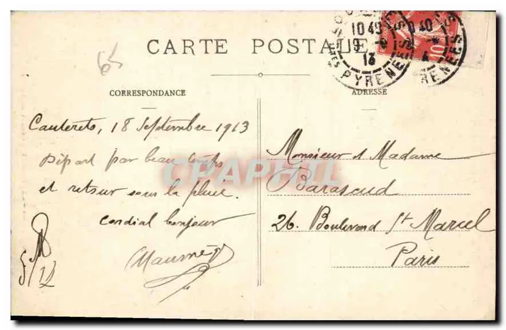 Cauterets — Spadzista Lutour — C. C. 60 - Rewers