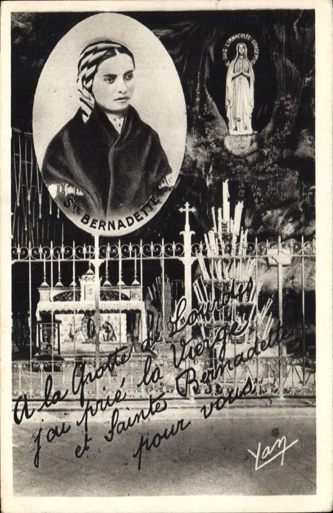 A Gruta de Lourdes — Santa Bernadette e Nossa Senhora de Lourdes — Edição fotográfica Quinault, Lourdes - Frente