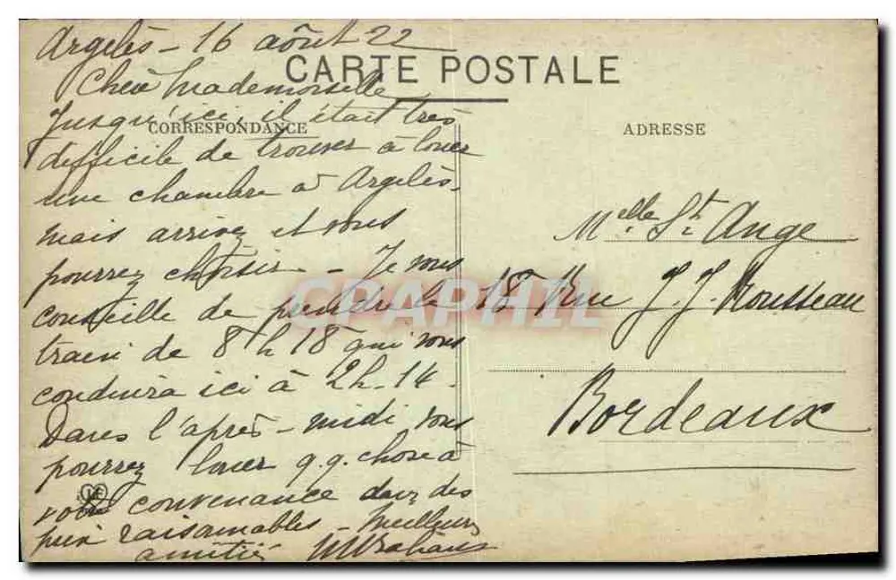 Les Hautes-Pyrénées — Valei de Argelès, as Montanhas de Azun e o Gave — Fot. Labouche Fr - Toulouse, n° 1100 - Verso