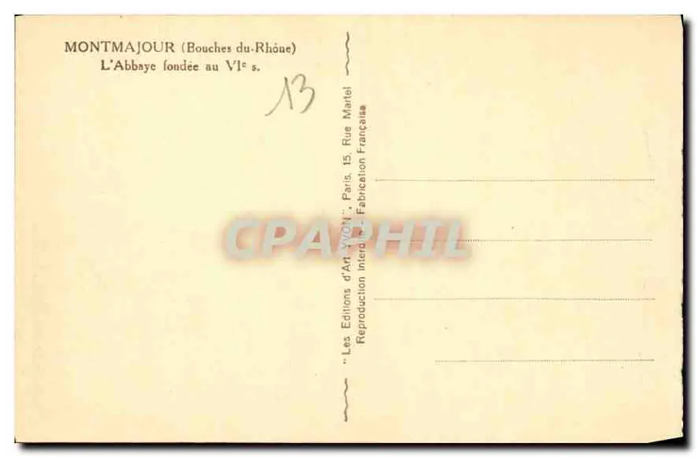 Montmajour (Bouches-du-Rhône) — Die Abtei gegründet im 6. Jahrhundert — Les Éditions d'Art Yvon, Paris - Rückseite