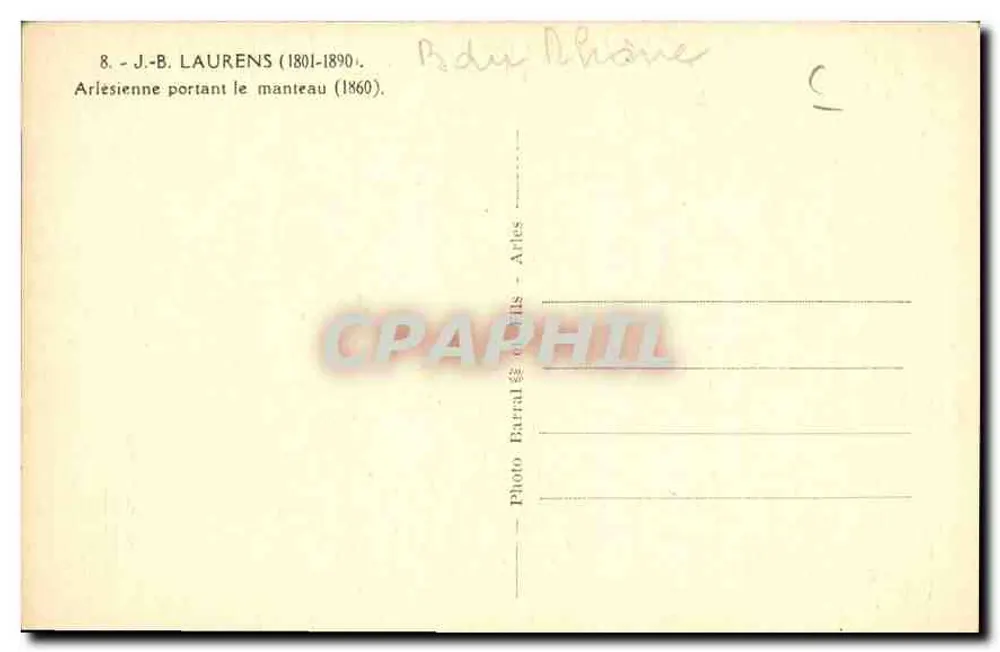 Arlesianin mit Mantel — J.-B. Laurens (1801-1890) — Photo Barral, Arles - Rückseite