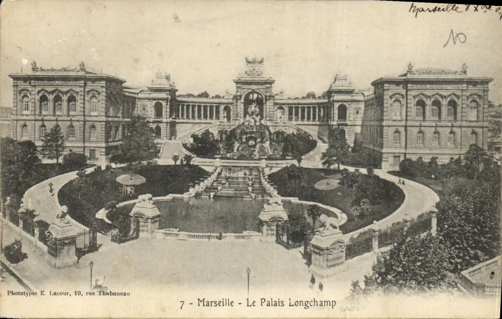 Marseille - O Palácio Longchamp — Fototipia E. Lacour, rua Thabaneau - Frente