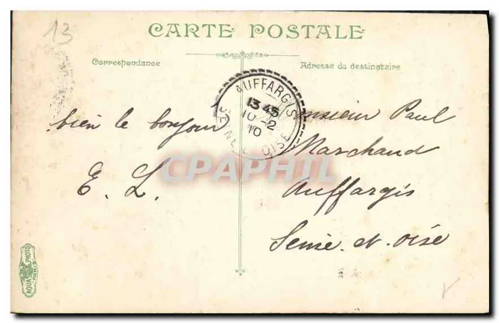 Marseille — N.D. de la Garde — editor L. G. n°1 - Verso