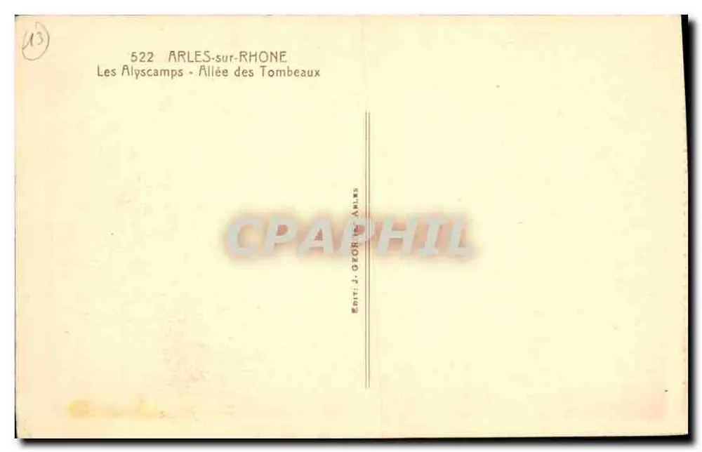 Die Alyscamps - Allee der Grabsteine — Arles-sur-Rhône — Verlag J. George Arles - Rückseite