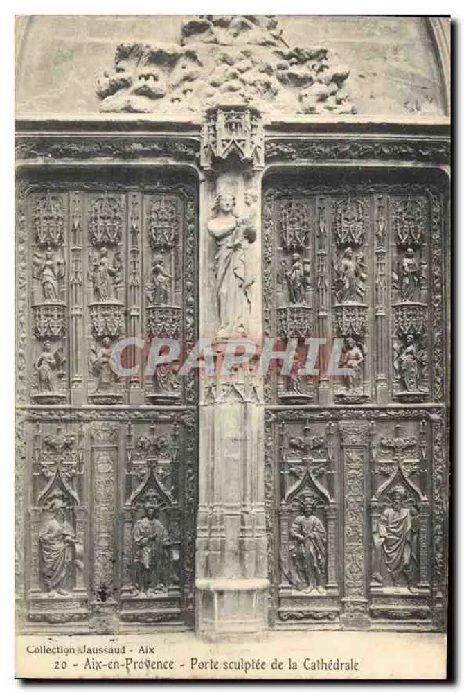 Geschnitzte Pforte der Kathedrale — Aix-en-Provence — Sammlung Jaussaud - Vorderseite