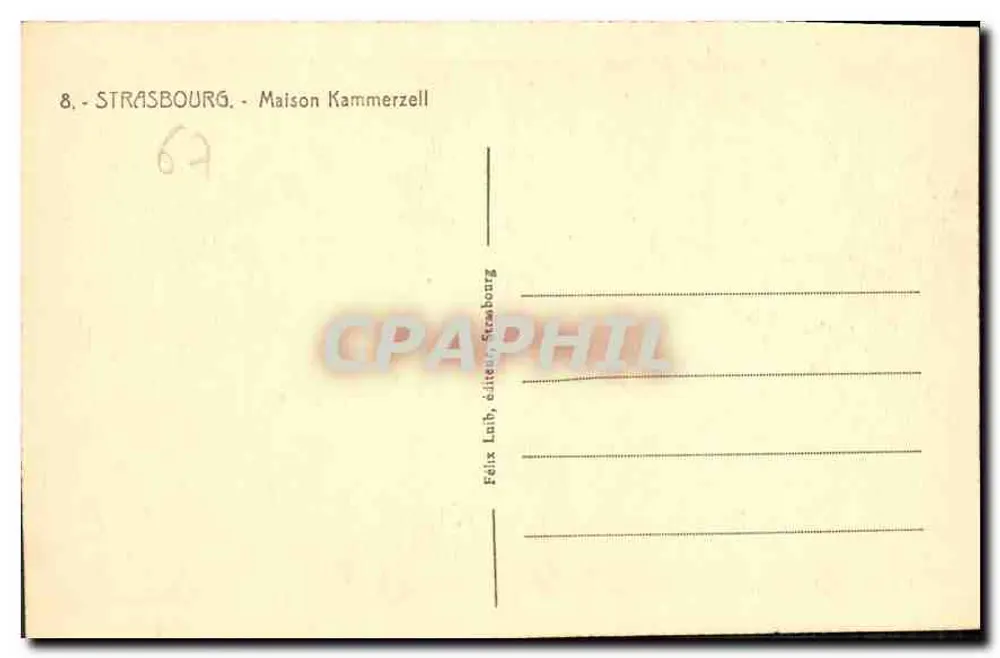 Estrasburgo — Casa Kammerzell — editor Félix Lumb, Estrasburgo, n°8 - Verso