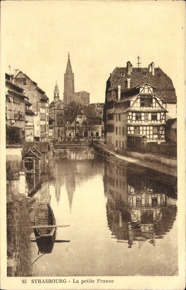 Strasbourg - La petite France — Ansicht des Kanals mit der Kathedrale und Holzhäusern — Verlag: Édil. Soc. Immobilière et Hôtelière de France, n° 95 - Vorderseite