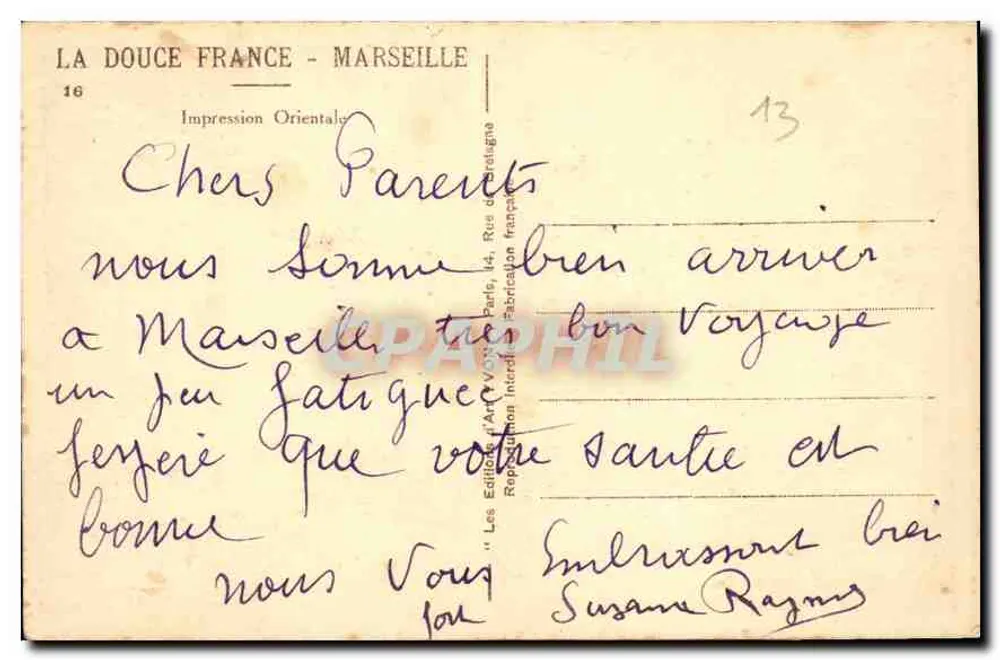 Vista de Marselha — editor 'La Douce France' n°16 - Verso