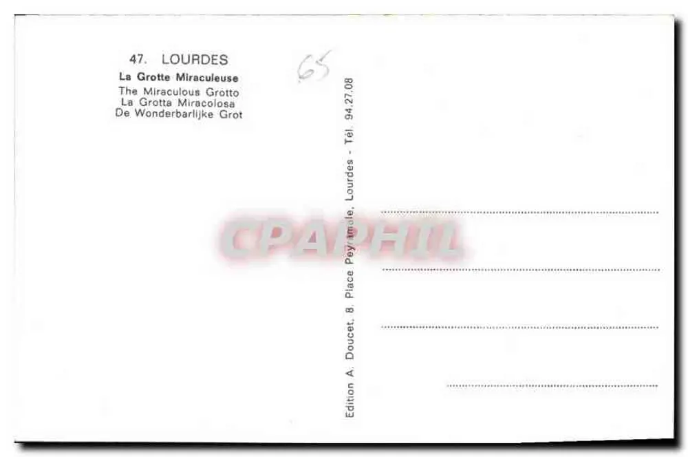 Lourdes — A Grotta Milagrosa — Editor Edluf - Verso