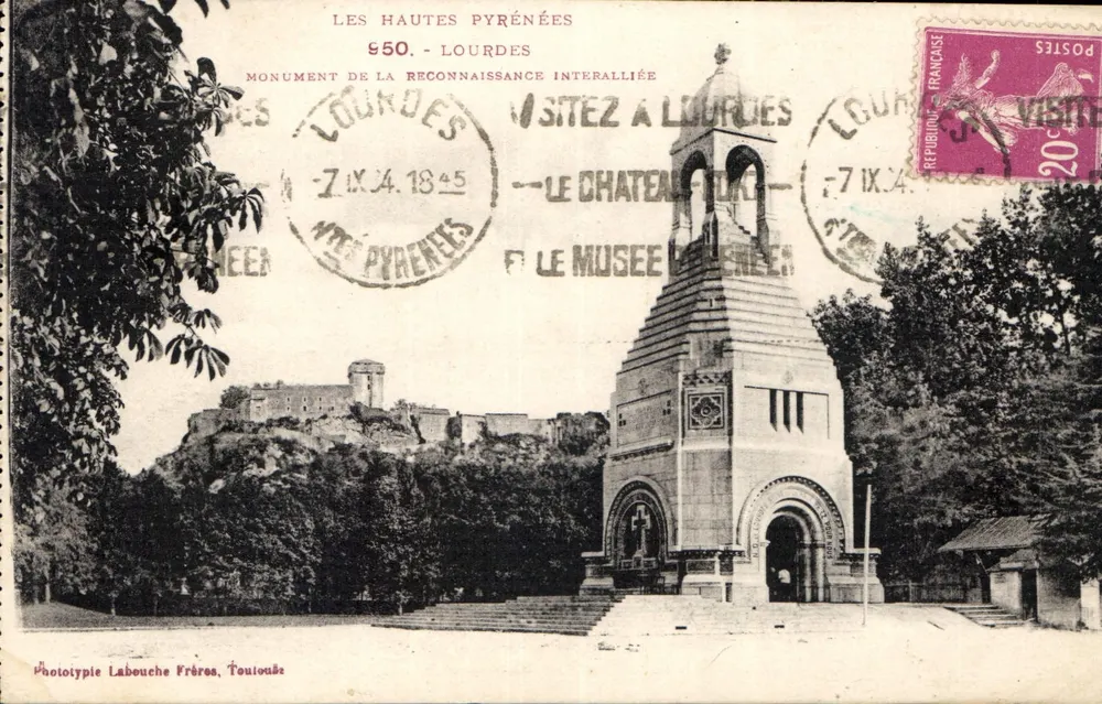 Lourdes — Denkmal der interalliierten Erkenntnis — Phototypie Labouche Frères, Toulouse - Vorderseite
