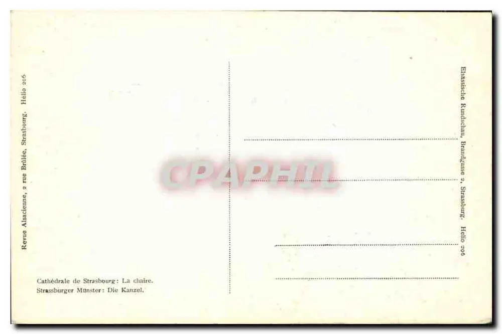 Catedral de Estrasburgo — A cadeira — Revue Alsacienne, Hélo 206 - Verso