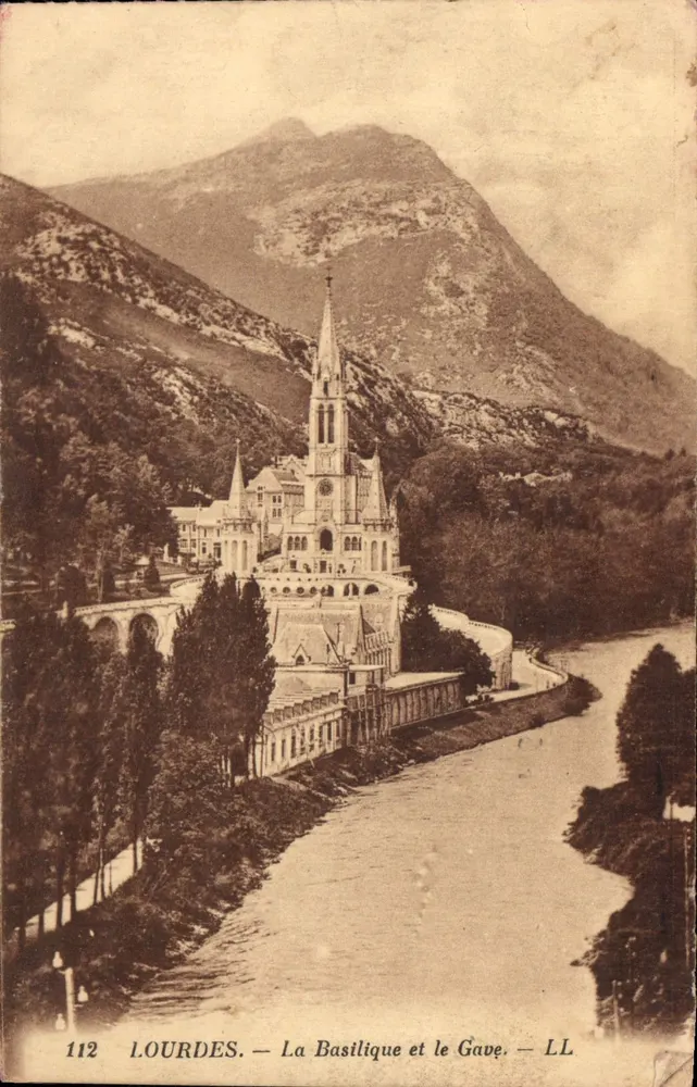 Lourdes — A Basílica e o Gave — LL, n° 112 - Frente