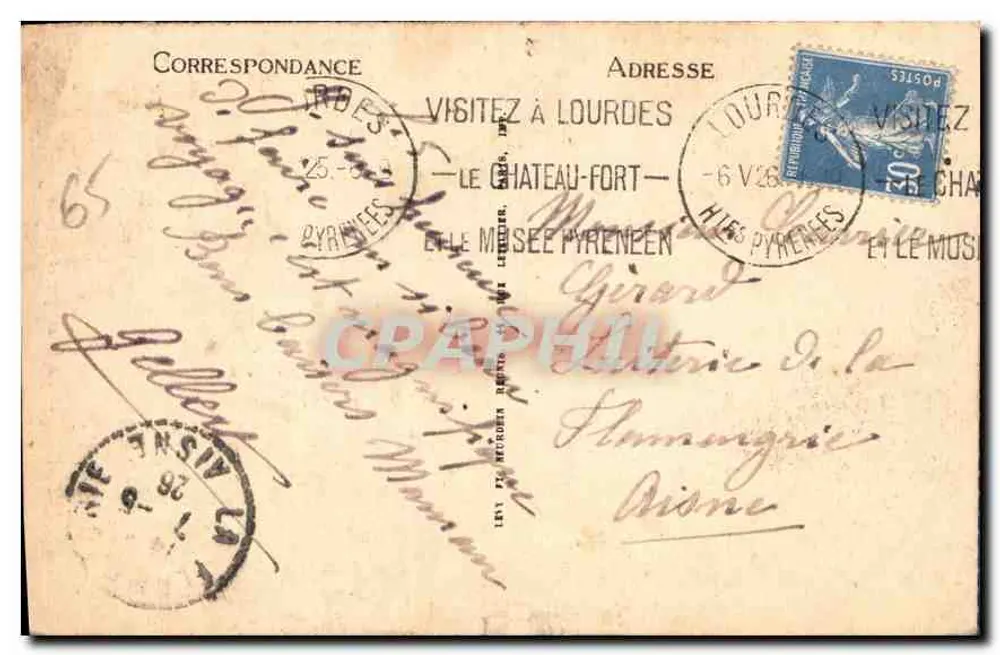 Lourdes — A Basílica e o Gave — LL, n° 112 - Verso