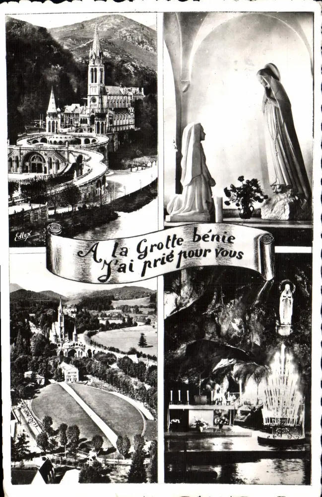 Lourdes — Die Basilika und die Wundergrotte — Verlag P. Doucet - Vorderseite