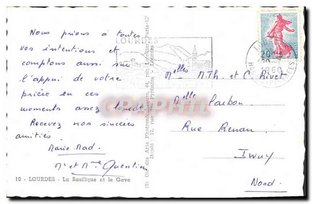 Lourdes — A Basílica e o Gave — Cité des Arts Photographiques, 10 - Verso