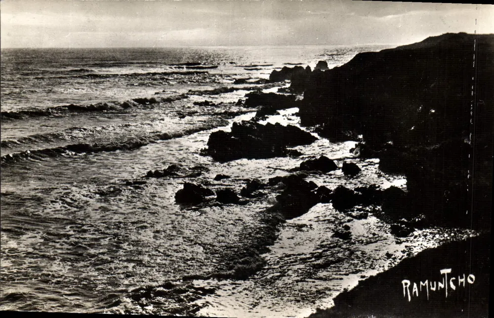 Les Sables d'Olonne — Sonnenuntergang an den Felsen von Saint-Nicolas — Éditions Artistiques Raymond Bergevin - Vorderseite