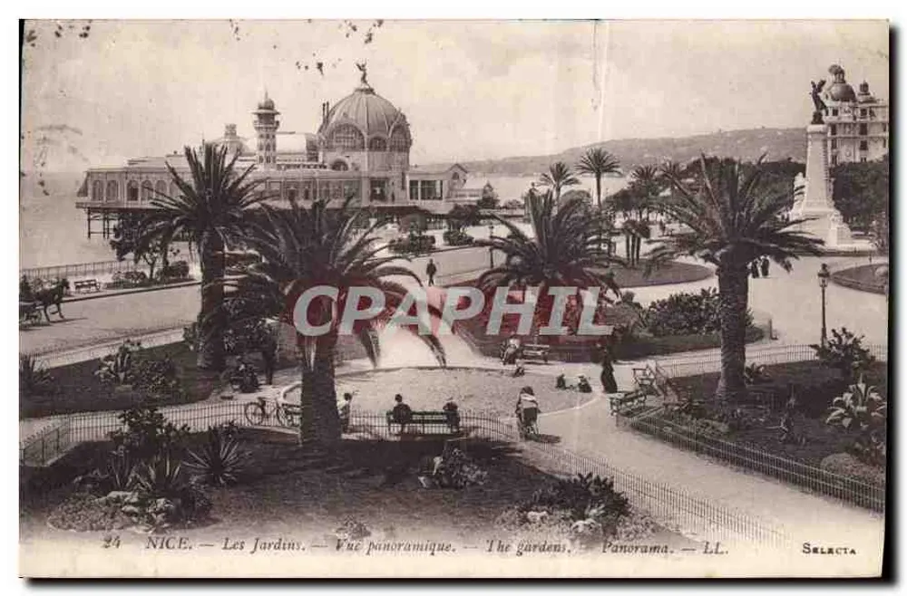 NICE — Les Jardins — Vue panoramique — éditeur SELECTA n°24 - Frente