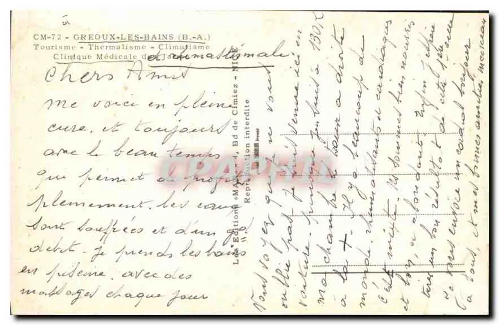 Vila com fonte — Greoules-Bains — Éditions M. de Cimiez - Verso