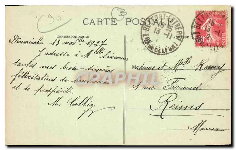Belfort — Hotel de Ville — D. D. - Verso