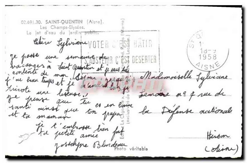 Öffentlicher Garten von Saint-Quentin — Die Champs-Élysées — Die Storch - Rückseite