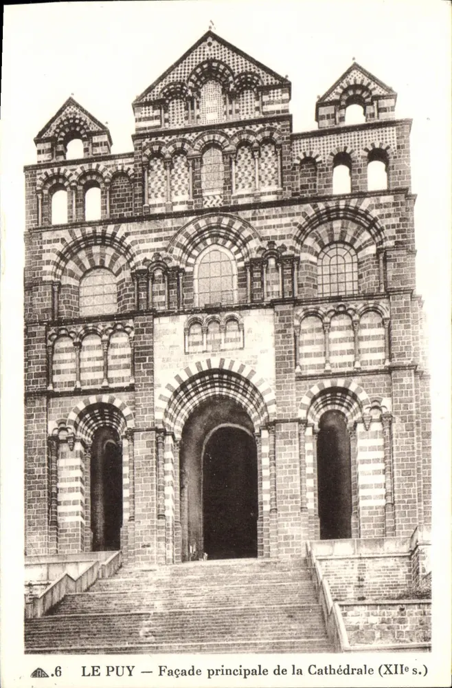 Le Puy — Hauptfassade der Kathedrale (12. Jh.) — n°6 - Vorderseite