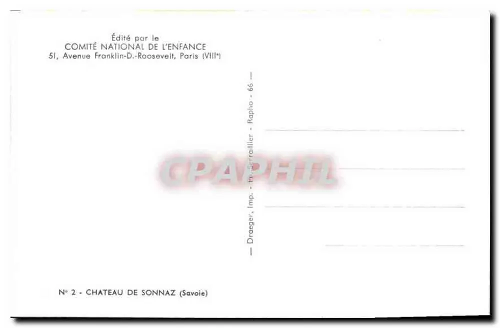 Zamek Sonnaz — Savoie — Wydane przez Narodowy Komitet Dzieci - Rewers