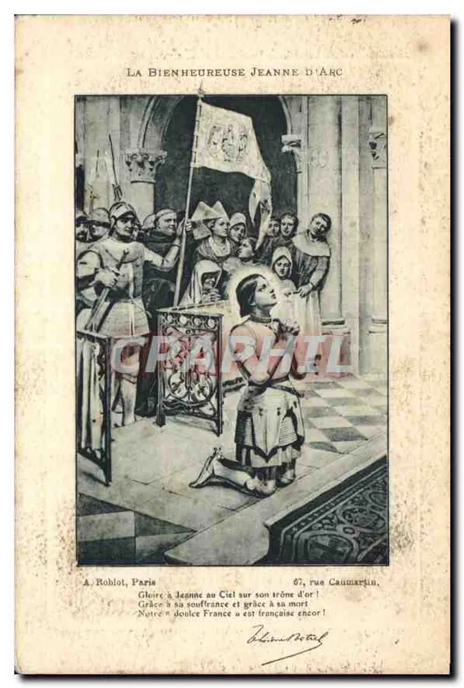 Joana d'Arc — cena religiosa — A. Rohlot, Paris, n° 67 rue Caulaincourt - Frente