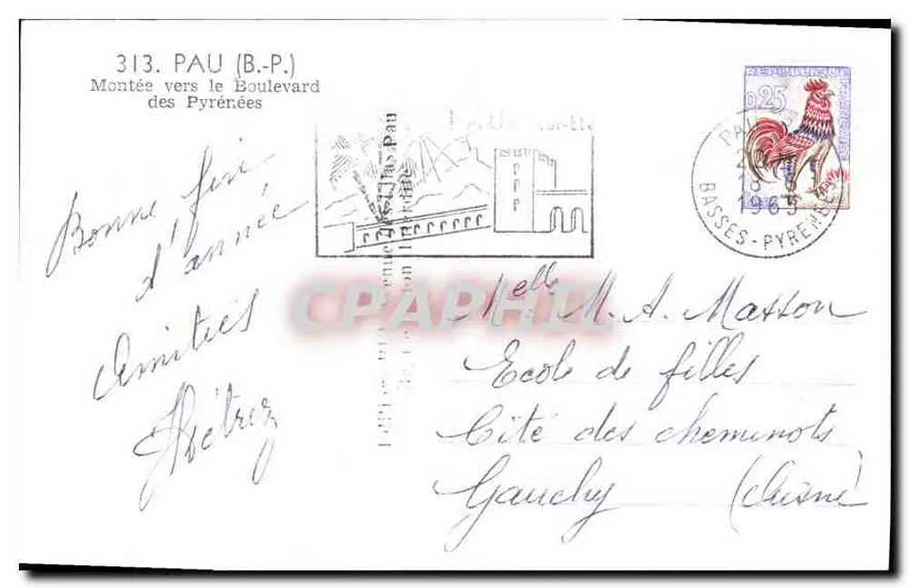 Pau — Montée vers le Boulevard des Pyrénées — editor FLEX, n° 313 - Verso