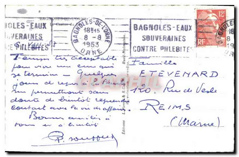 Casino du Lac — Bagnoles-les-Bains — Éditions L. F. & R. C. Goll - Rückseite