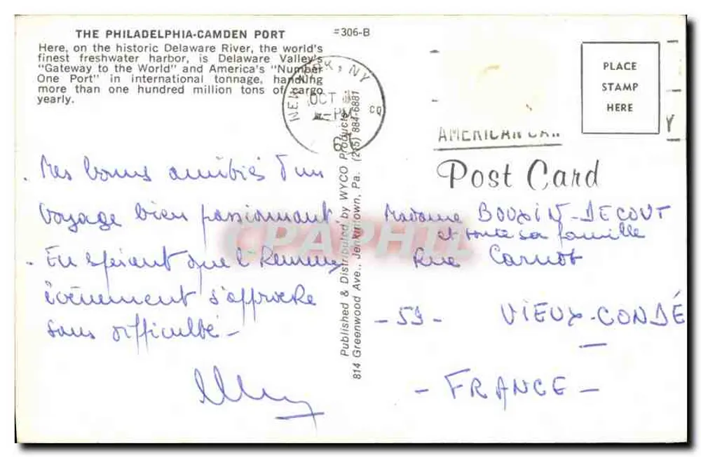 Filadélfia - Camden Port — vista aérea — WYCO, n°306-B - Verso