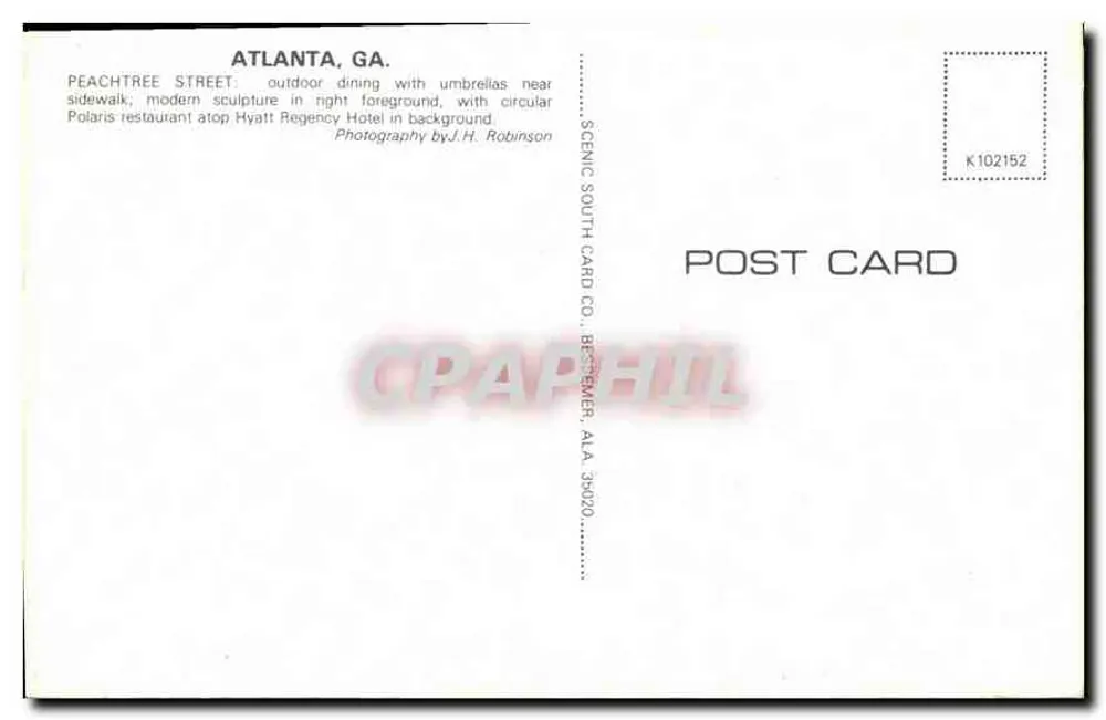 Atlanta, GA — Peachtree Street — Scenic South Card Co. - Rückseite
