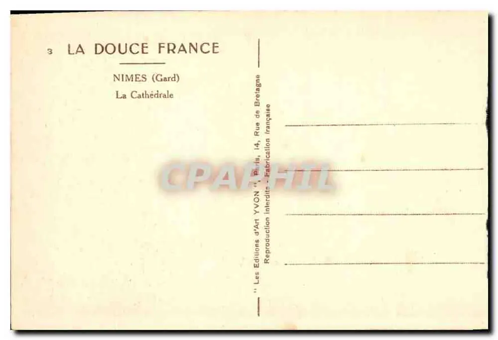 Nîmes (Gard) — Die Kathedrale — YVON Art Editions - Rückseite