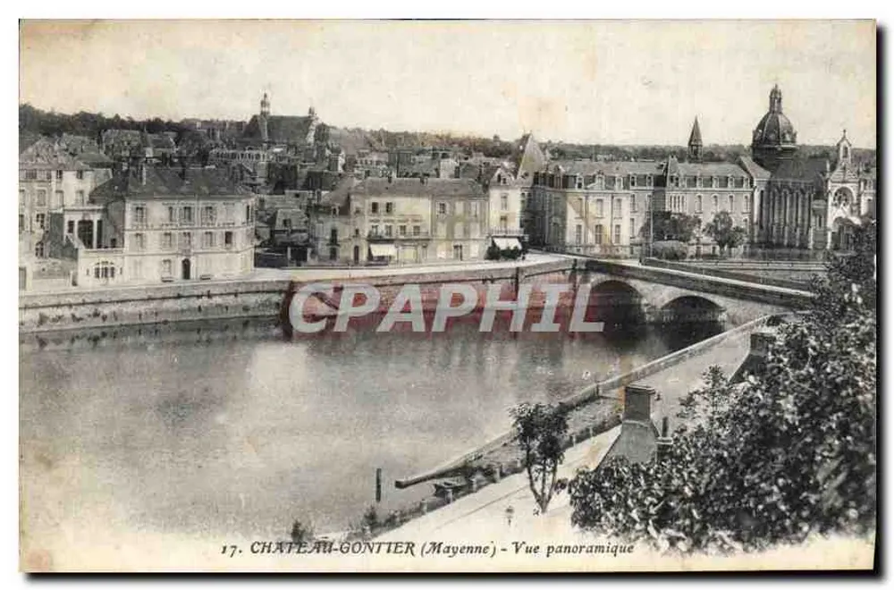 Castelo-Gauntier (Mayenne) — Vista panorâmica — Artaud e Vozalis, imp. Nantes - Frente