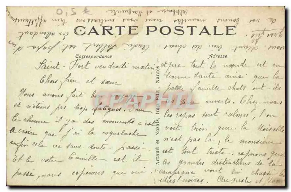 Castelo-Gauntier (Mayenne) — Vista panorâmica — Artaud e Vozalis, imp. Nantes - Verso