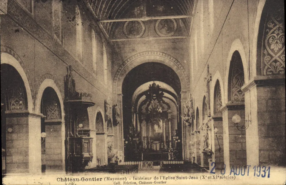 Château-Gontier (Mayenne) - Innenansicht der Kirche Saint-Jean (10. und 11. Jahrhundert) - Sammlung Friction, Château-Gontier - Vorderseite