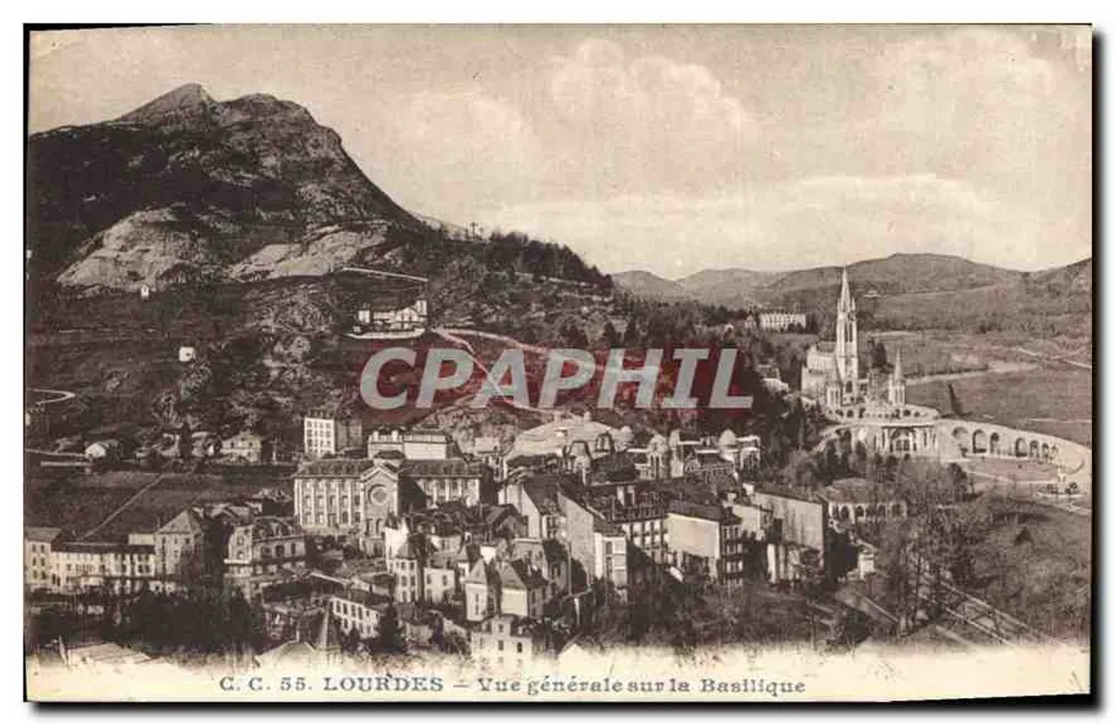 Lourdes — Vista geral sobre a Basílica — C.C. 55 - Frente