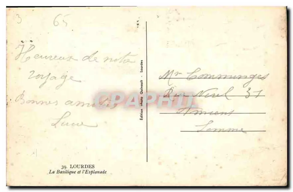 Lourdes — A Basílica e a Esplanada — Edição fotográfica Quinauill, n°39 - Verso